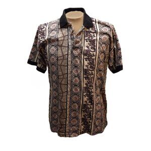 Salmon River Traders Men's L Short Sleeve Pullover Shirt 100% Cotton 3 Buttons